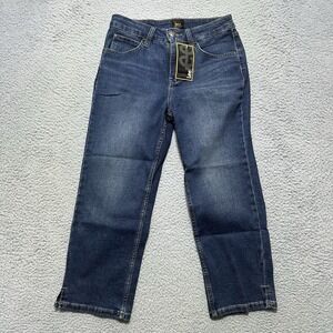 Lee Women's Denim Stretch Capri‎ Pant Deep Blue Size 4 NWT Boho Preppy